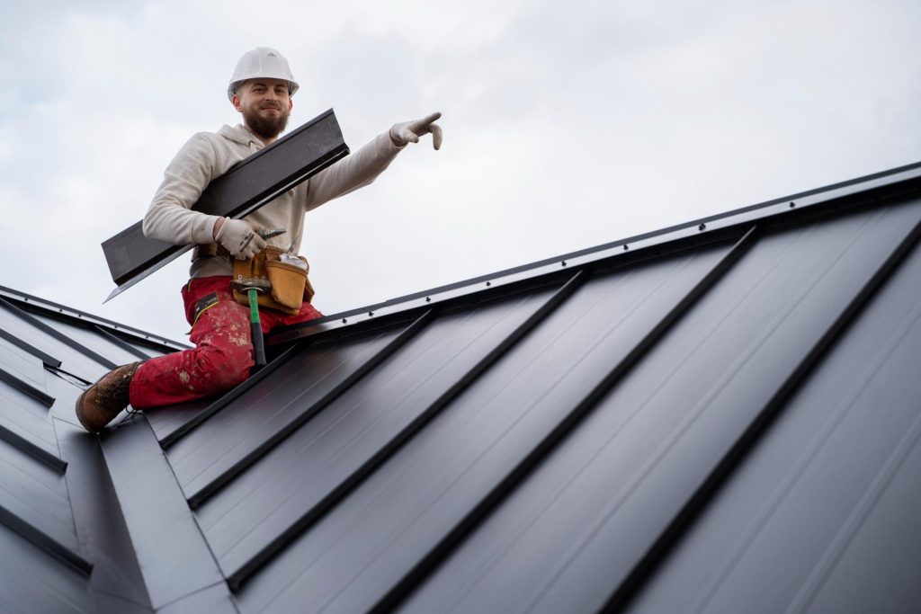 Man working on a roof